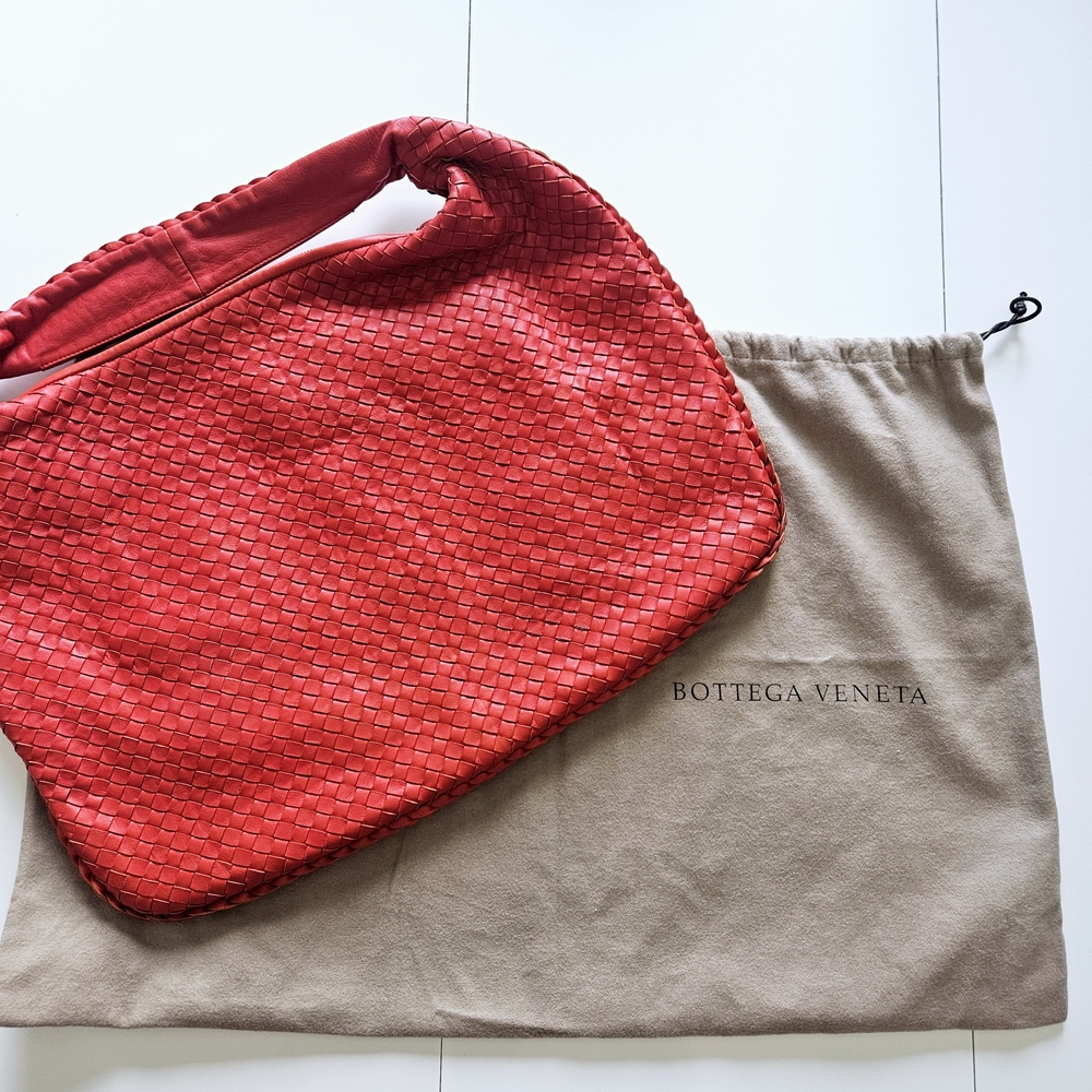 Bottega Veneta Maxi Red/Orange Woven Leather Hobo Bag